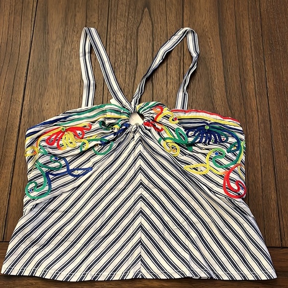 Anthropologie NWT Avril Embroidered Striped Knit Halter Size M. - Picture 9 of 12